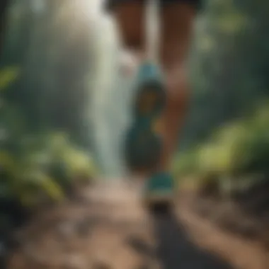 Trail Running with Hoka Sneakers Runner wearing Hoka sneakers on a trail