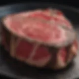 Close-up of a beautifully marbled steak