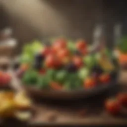 A vibrant array of fresh vegetables and fruits showcasing a Paleo diet