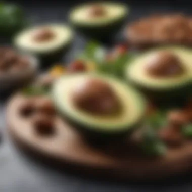 A vibrant assortment of keto-friendly foods including avocados, nuts, and leafy greens.