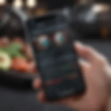 Progress Tracking Features A close-up of a smartphone screen displaying progress tracking features of a workout app.