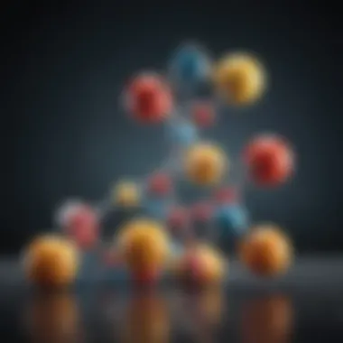 Molecular Representation of Vitamins Illustration of molecular structures representing different vitamins.