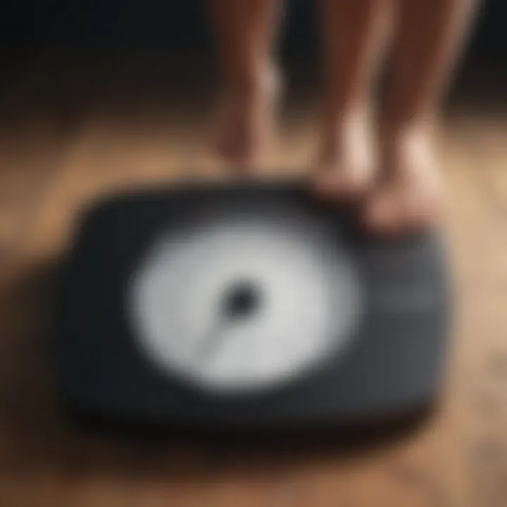 A scale displaying fluctuating numbers to represent weight changes