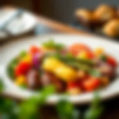 A beautifully arranged plate of a keto meal with vibrant colors