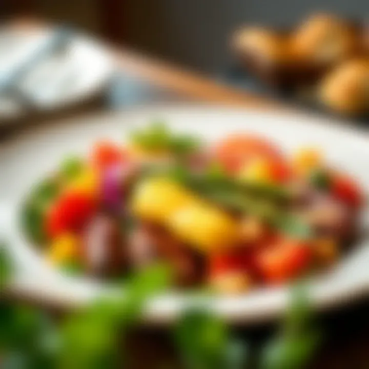 A beautifully arranged plate of a keto meal with vibrant colors