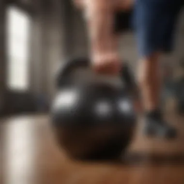 A beginner engaging in a kettlebell core exercise