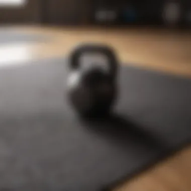 A structured kettlebell workout routine laid out on a mat