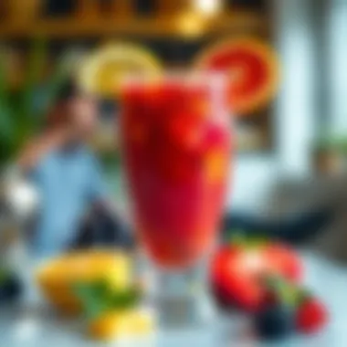 Colorful fruit juice blend in a glass