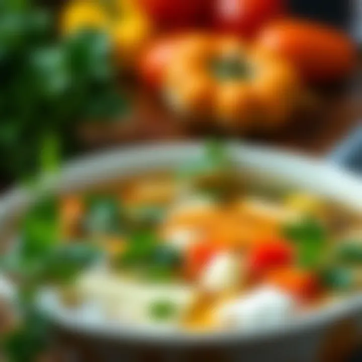 Energizing vegetable broth in a bowl