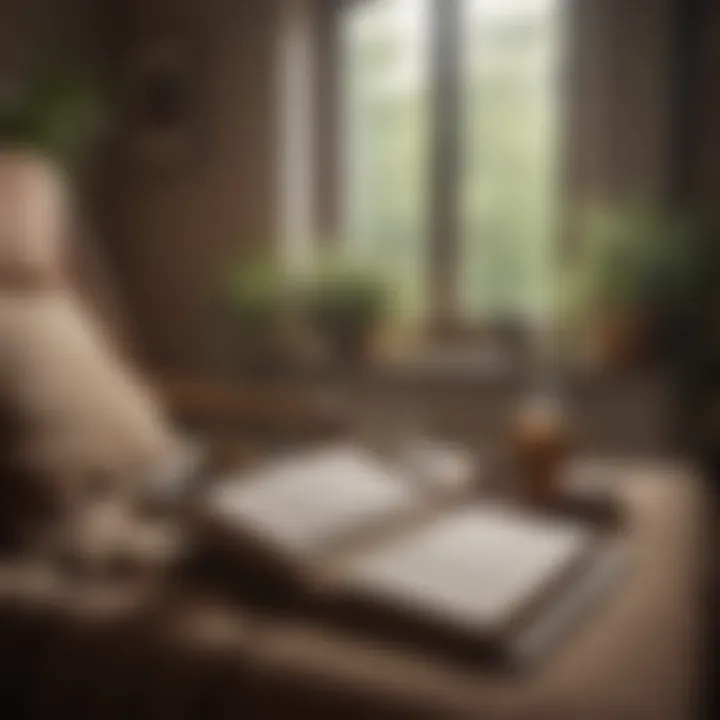 A person lounging in a cozy chair with a book and a cup of herbal tea.