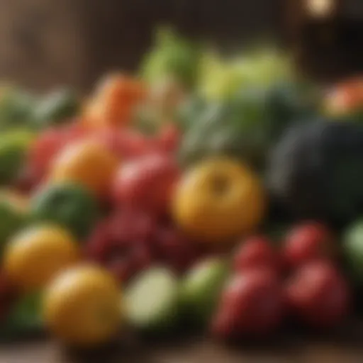 Colorful assortment of fresh fruits and vegetables