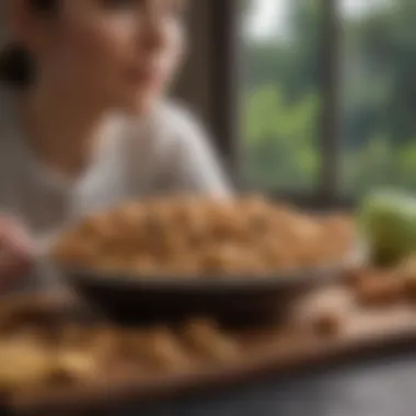 A person enjoying a low carb high fiber snack in a serene setting