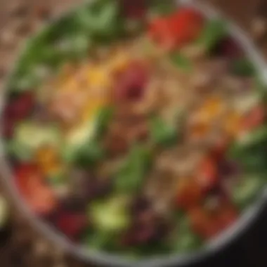 Nutrient-Dense Salad A close-up of a colorful salad mixed with beans, nuts, and seeds, emphasizing the low-carb aspect.