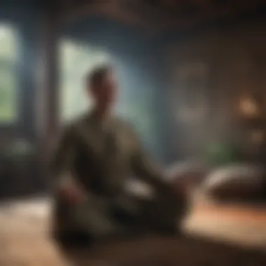 A person meditating in a peaceful environment