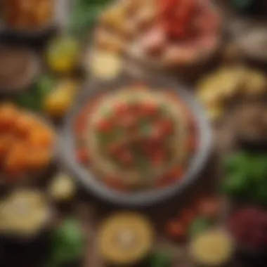 Key Ingredients of the Mediterranean Diet Vibrant array of Mediterranean ingredients showcasing health benefits.