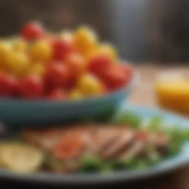 A vibrant plate of nutritious foods promoting mental well-being