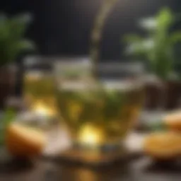 A calming herbal tea infusion with fresh ingredients
