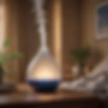 A person using a humidifier in a cozy room.