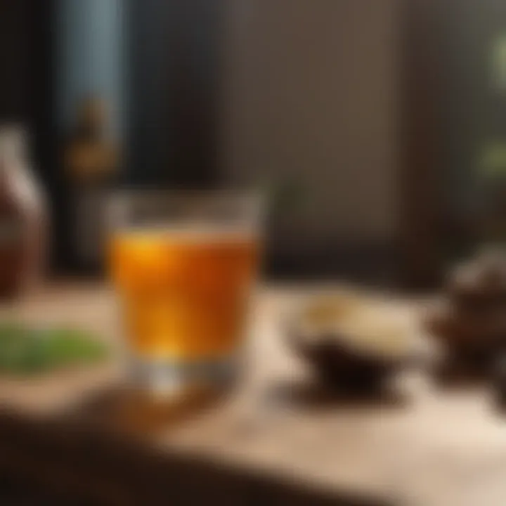 Natural remedies arranged on a wooden table.