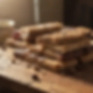 Nutritional bars arranged on a wooden table