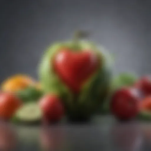 Vibrant assortment of fruits and vegetables known to support healthy blood pressure