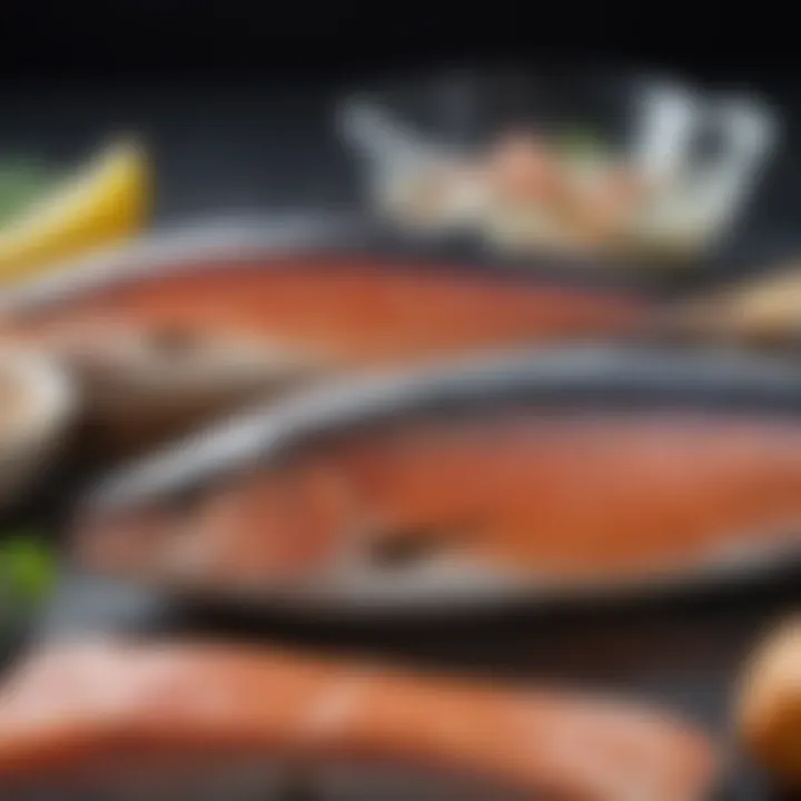 A selection of fatty fish like salmon and mackerel rich in omega-3