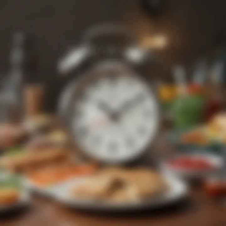 A clock with food items around it, symbolizing strategic meal timing for optimal energy release.