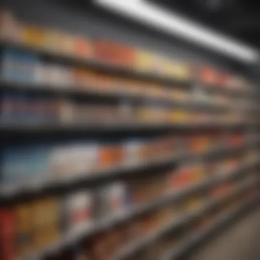 Variety of GNC protein supplements on display