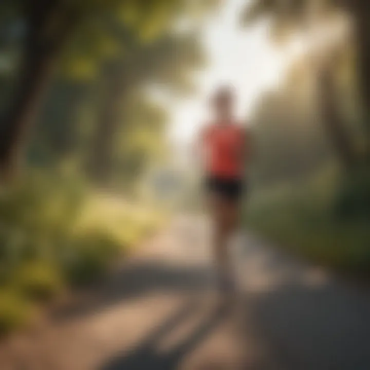 A scenic outdoor running route complemented by a distance tracker interface