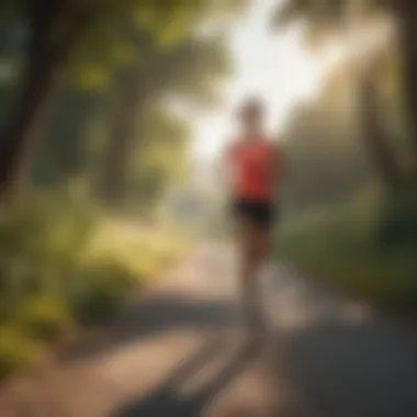 Scenic Running Route with Tracker Interface A scenic outdoor running route complemented by a distance tracker interface