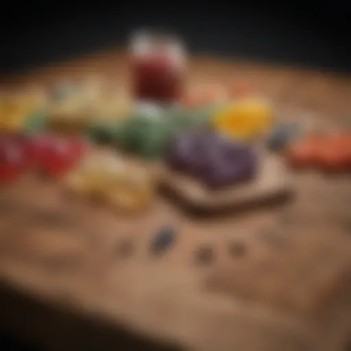 A close-up view of natural ingredients commonly found in sexual supplements, beautifully arranged on a wooden surface.