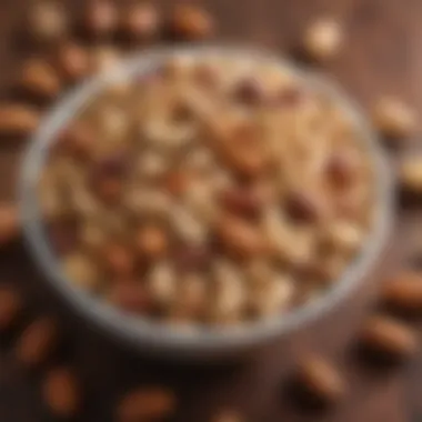 Nutritious Mixed Nuts Bowl A vibrant assortment of mixed nuts displayed elegantly in a bowl, highlighting their crunchy texture and natural colors.