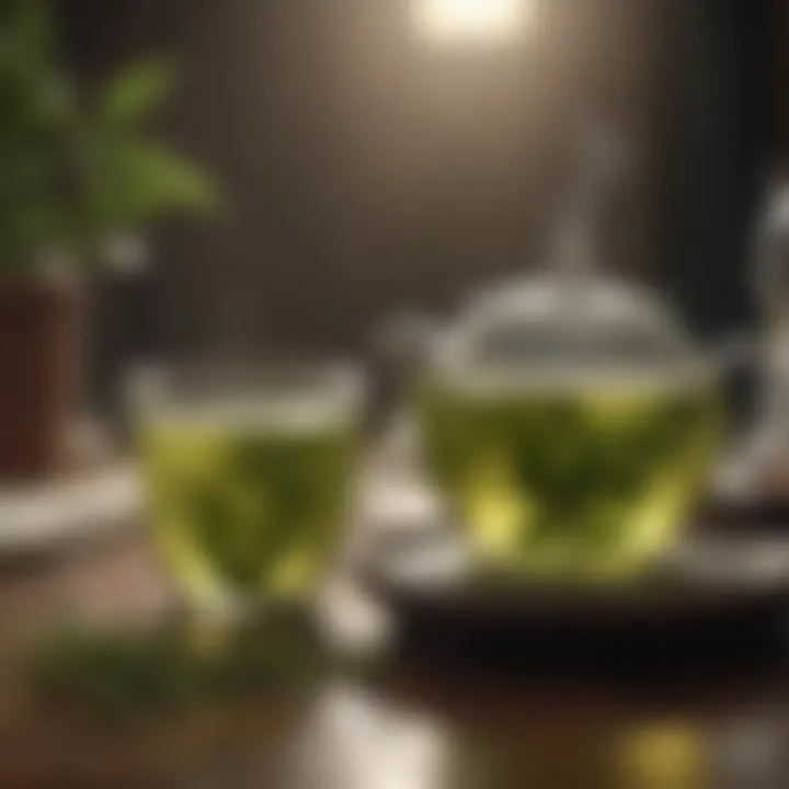 Healthy lifestyle elements with green tea