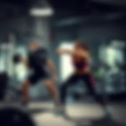 Dynamic exercise routine showcasing strength training