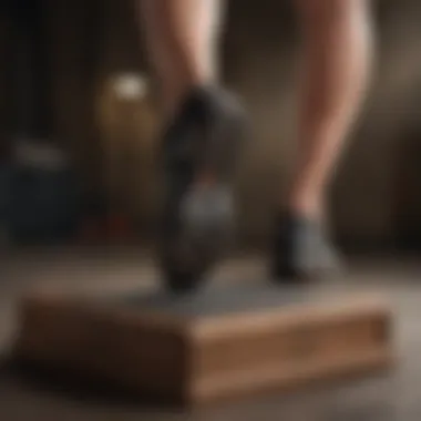 Precision Landing Focus Close-up of feet landing on a plyometric box