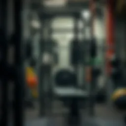 An overview of a well-equipped power rack setup in a home gym environment