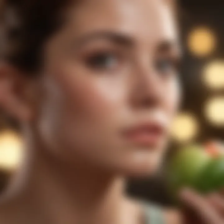 A visual representation of a balanced diet rich in nutrients that support skin health.