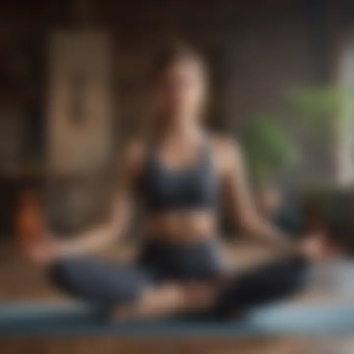 A tranquil scene depicting relaxation techniques such as meditation or yoga.