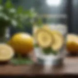 A refreshing glass of lemon water infused with herbs