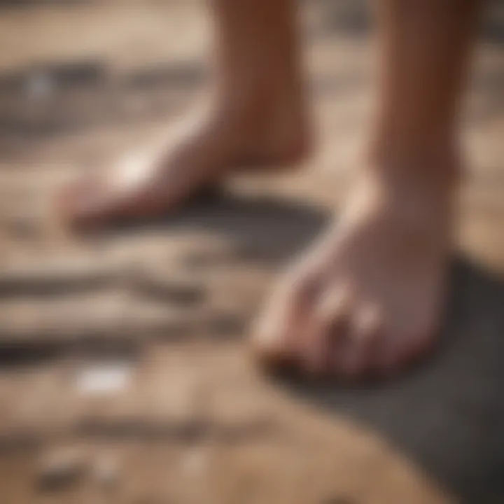 Close-up of cracked dry feet with visible skin texture