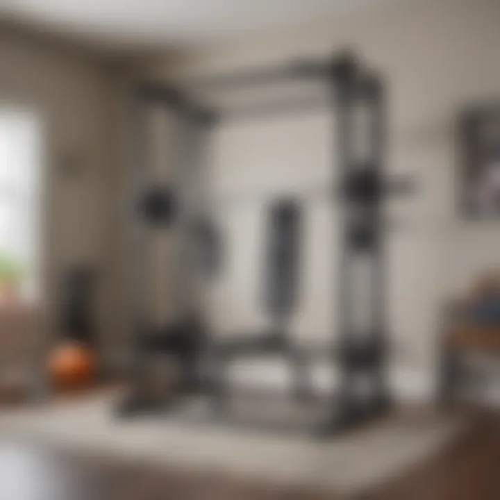 Close-up view of the Rogue Home Gym Folding Rack showcasing its sturdy build.