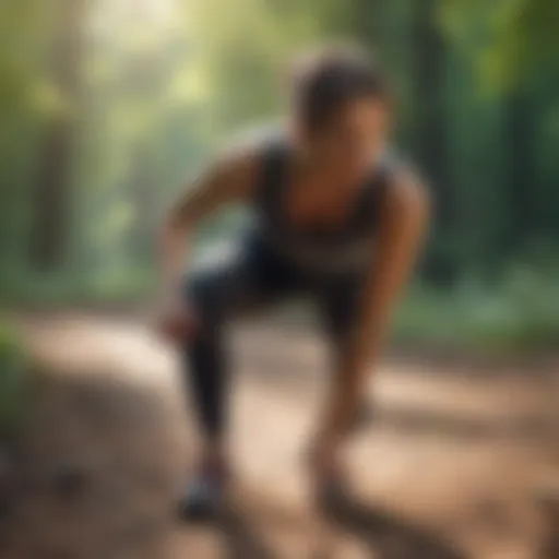 Person stretching before a run to alleviate back discomfort