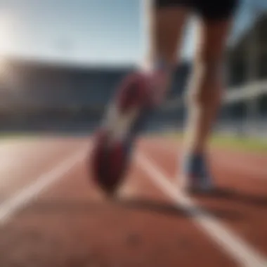 Athlete testing track shoes on a running track