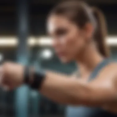 Fitness enthusiast using smart watch for tracking