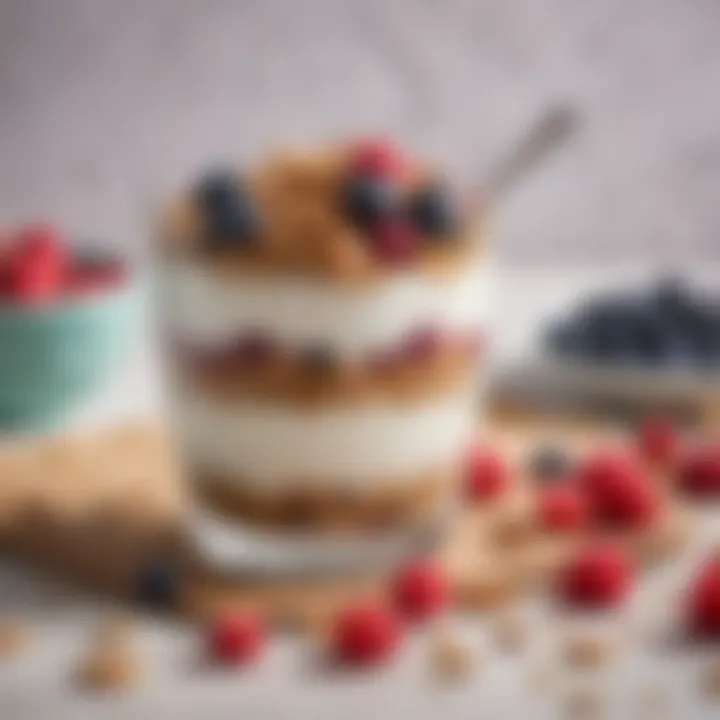 An elegant bowl of yogurt topped with berries and granola