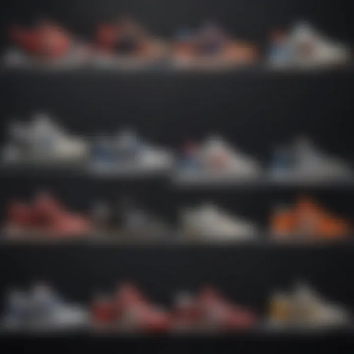 A collage of various sneaker styles from different eras.