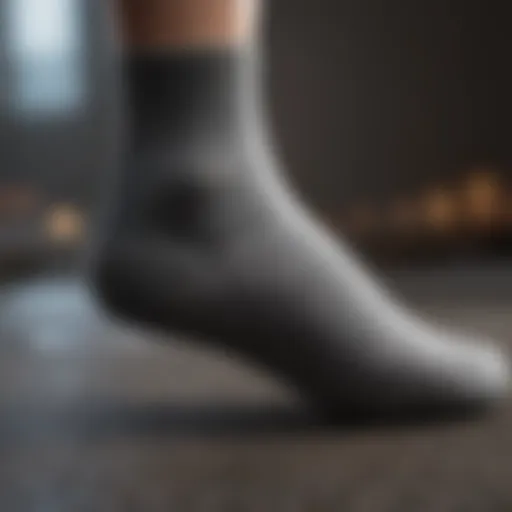 Close-up of breathable sock material showcasing moisture-wicking properties