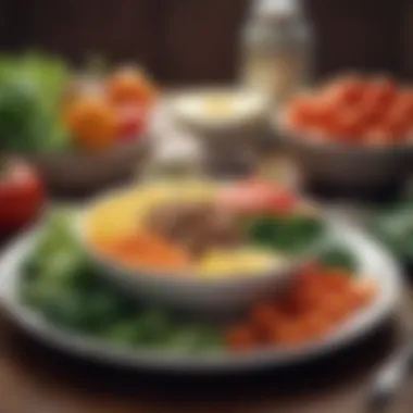Balanced Diet for Muscle Toning A colorful plate of healthy foods including lean proteins and fresh vegetables
