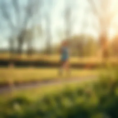 Person jogging in a serene outdoor setting