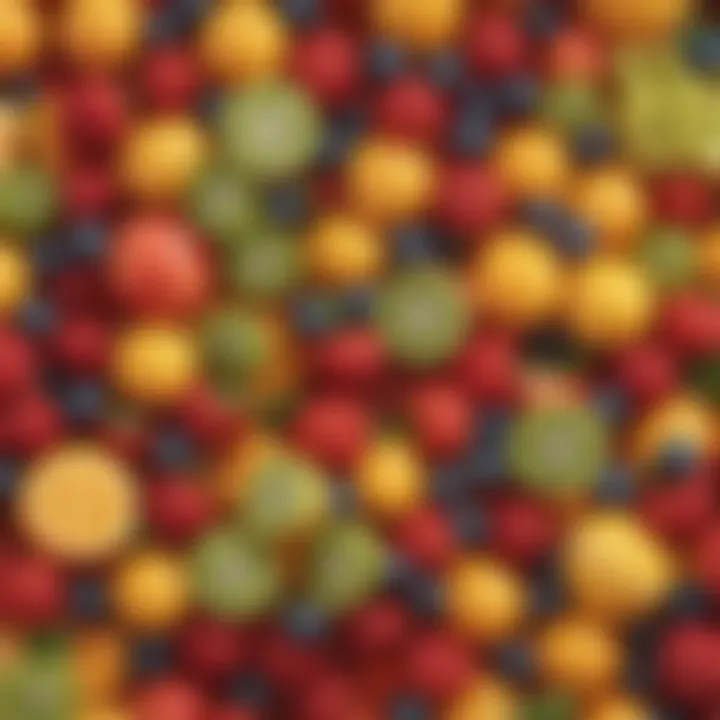 An assortment of fruits displayed in a vibrant way